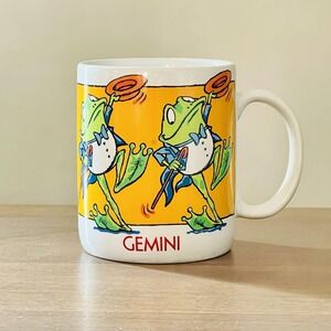 Zodiac Sign Gemini Coffee Mug Twin Dancing Frogs Astrological Sign‎